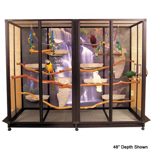 A variety of parrot cages