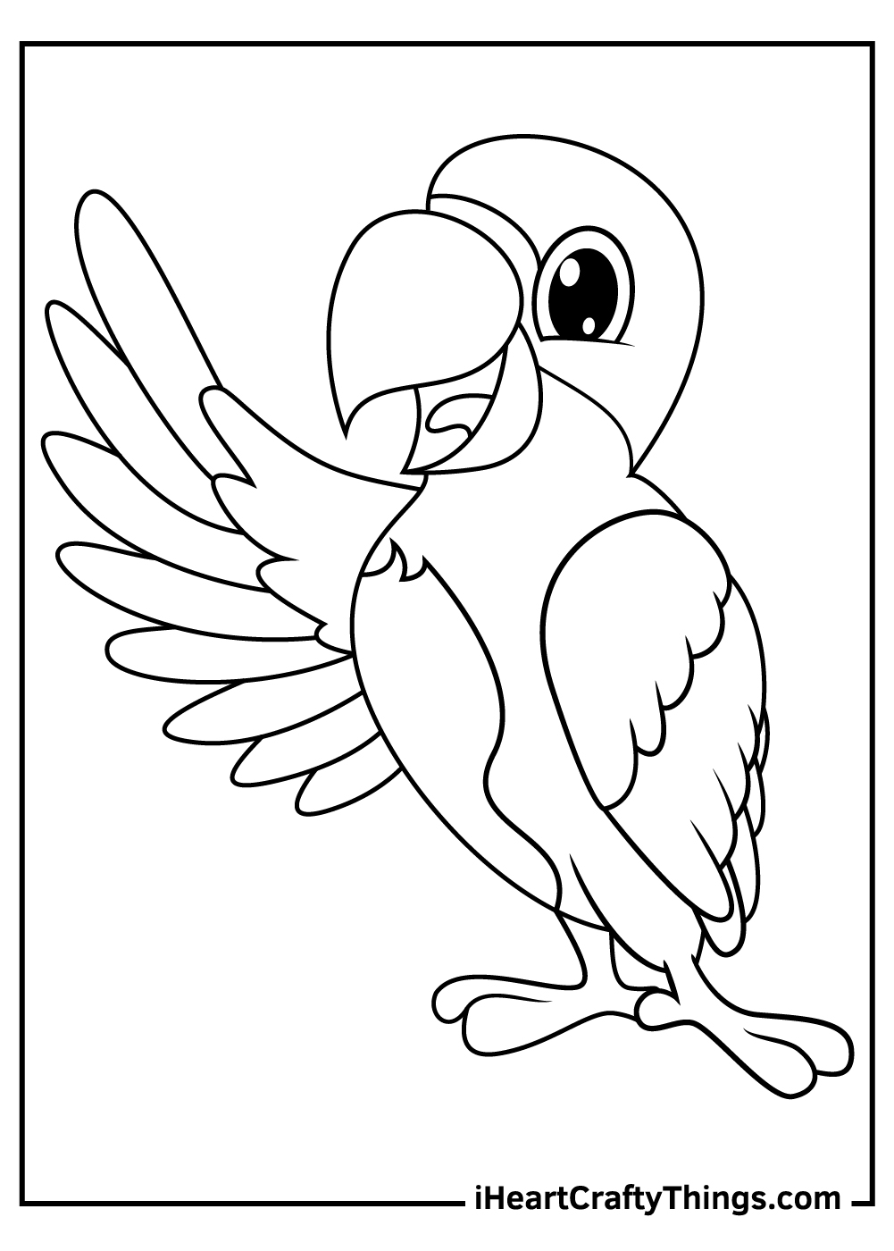 Colorful Parrot Coloring Sheet